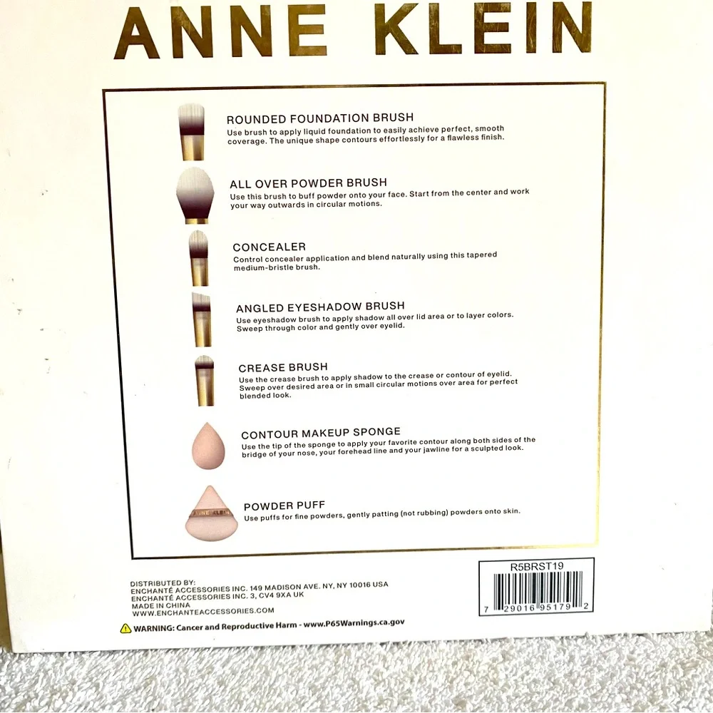 🎅🏻 SALE Anne Klein NEW 7pc  Makeup Brush and Sponge Set for eyes cheeks and face